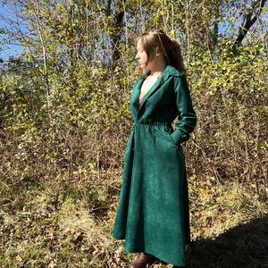 Vintage Suede Collared Maxi Dress